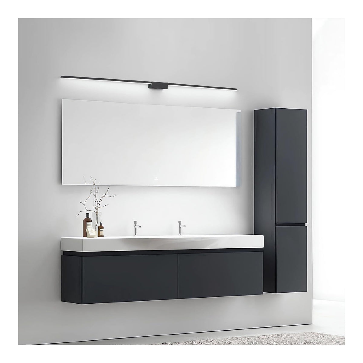 Applique da parete 110 cm in alluminio nero