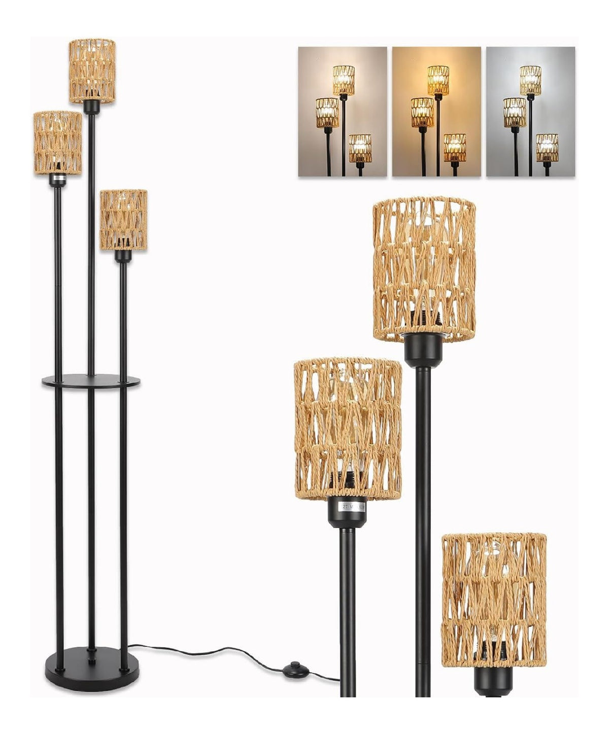 Lampada da terra 26 cm struttura in metallo oro
