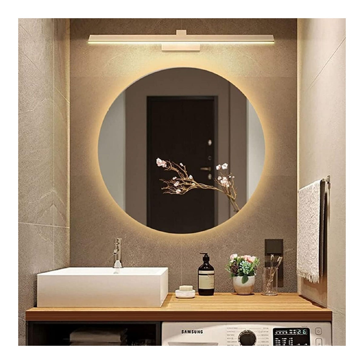 Specchio Bagno Illuminato LED, Specchio con diffusore in vetro LED integrato argento