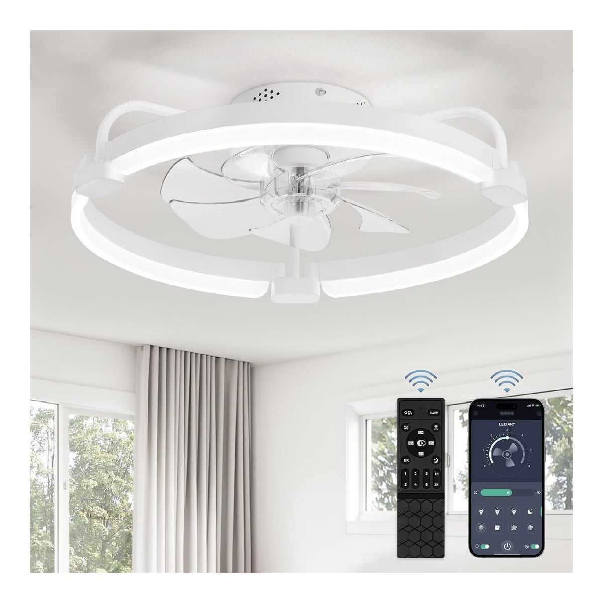 Ventilatore da soffitto con luce 51 cm dimmerabile rame