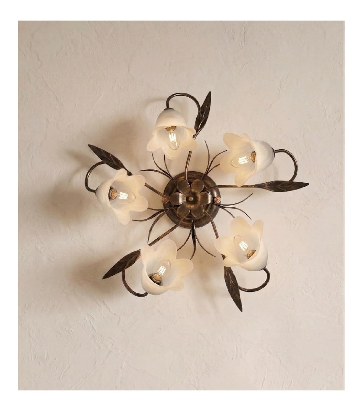 Plafoniera da soffitto 64 cm con diffusore in vetro bianco