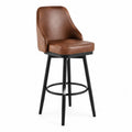 Sgabello da bar in pelle PU marrone e metallo