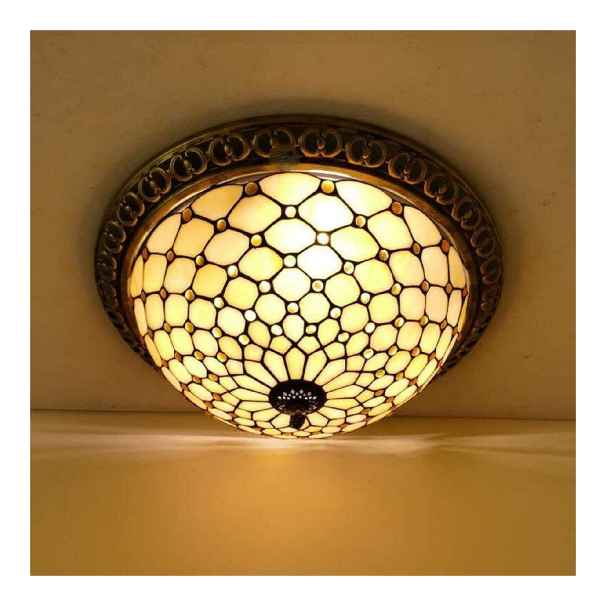 Plafoniera da soffitto 40 cm con diffusore in vetro rame