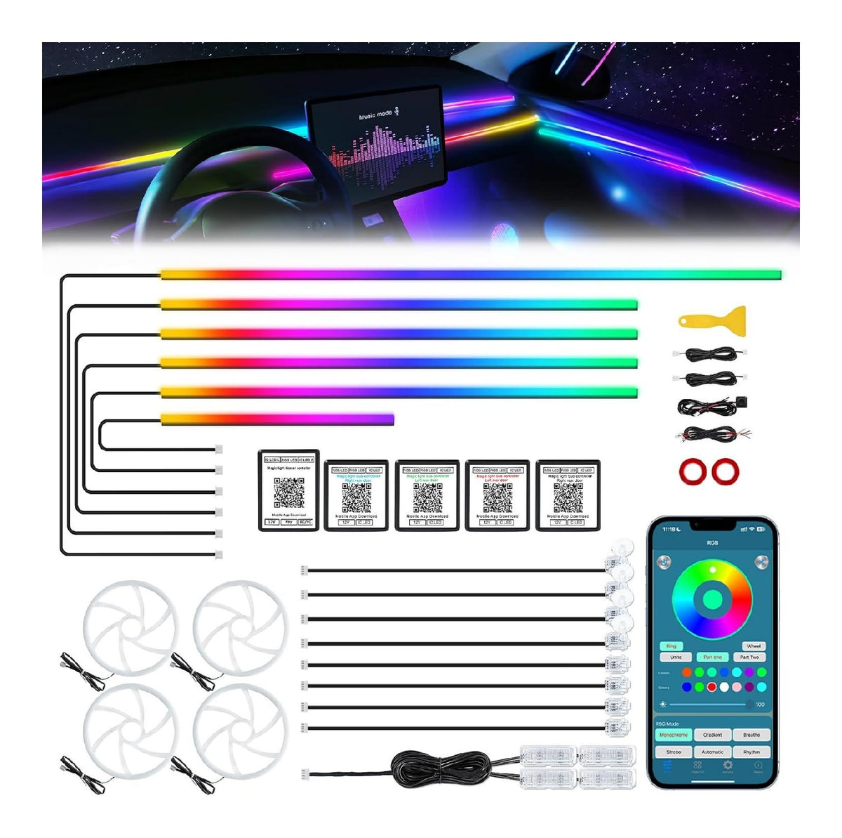 Striscia LED con sensore con telecomando blu