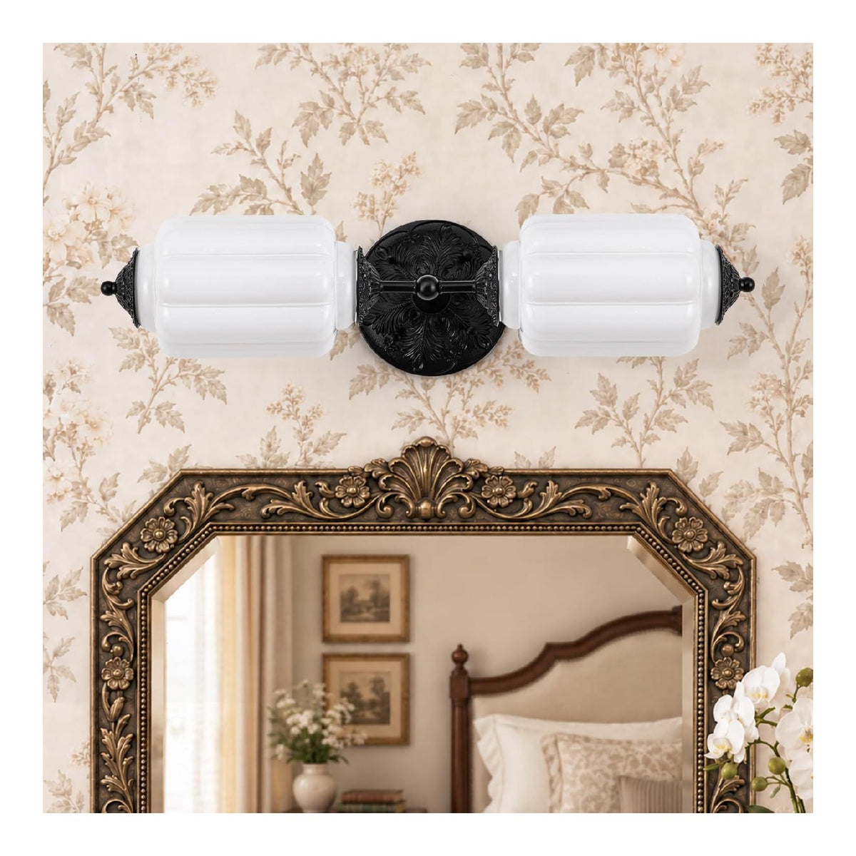 Applique da parete struttura in metallo diffusore in vetro bianco