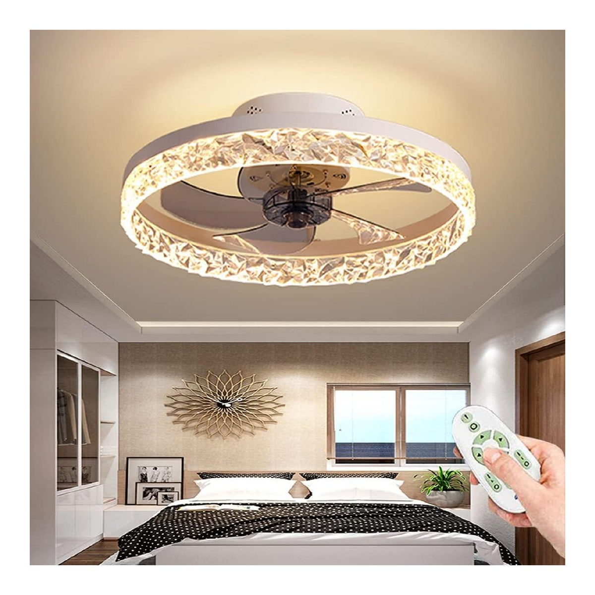 Ventilatore da soffitto con luce Ventilatore soffitto Illuminazione Telecomando nero