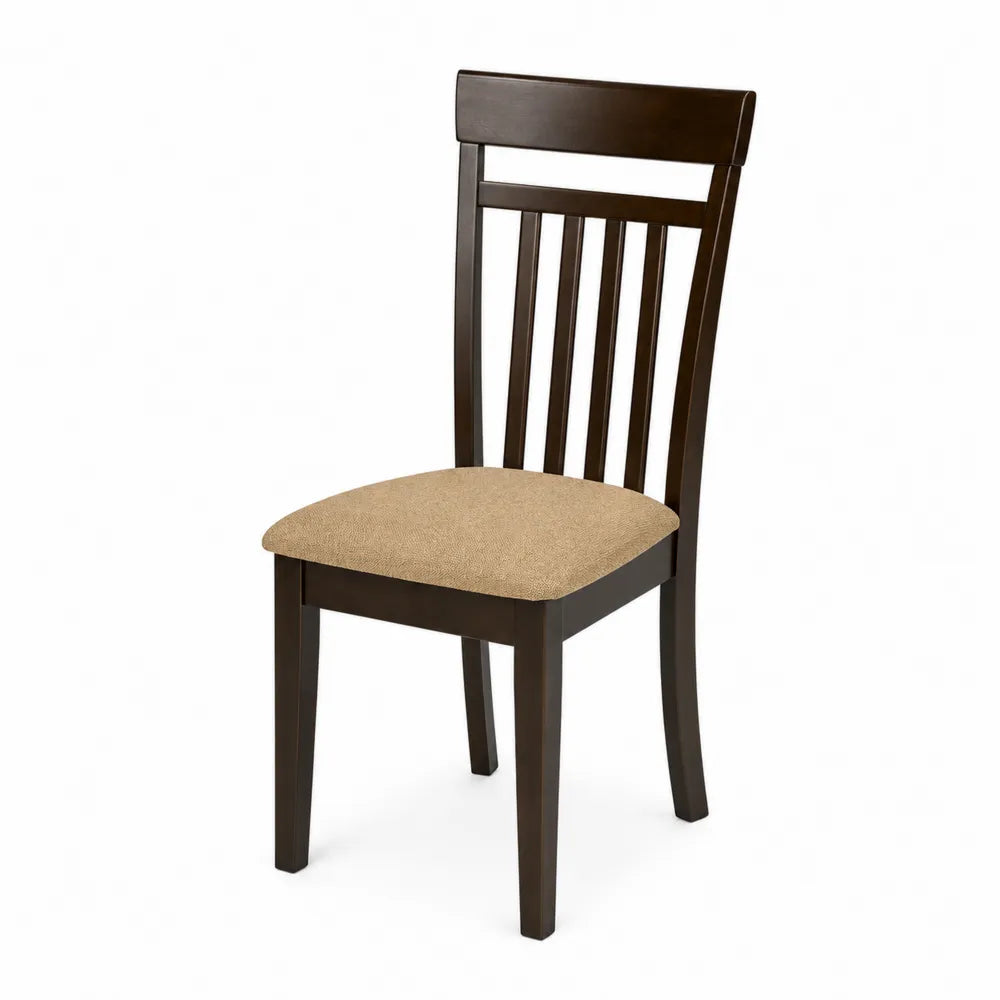 Sedia da pranzo in legno e tessuto poliestere scuro/beige
