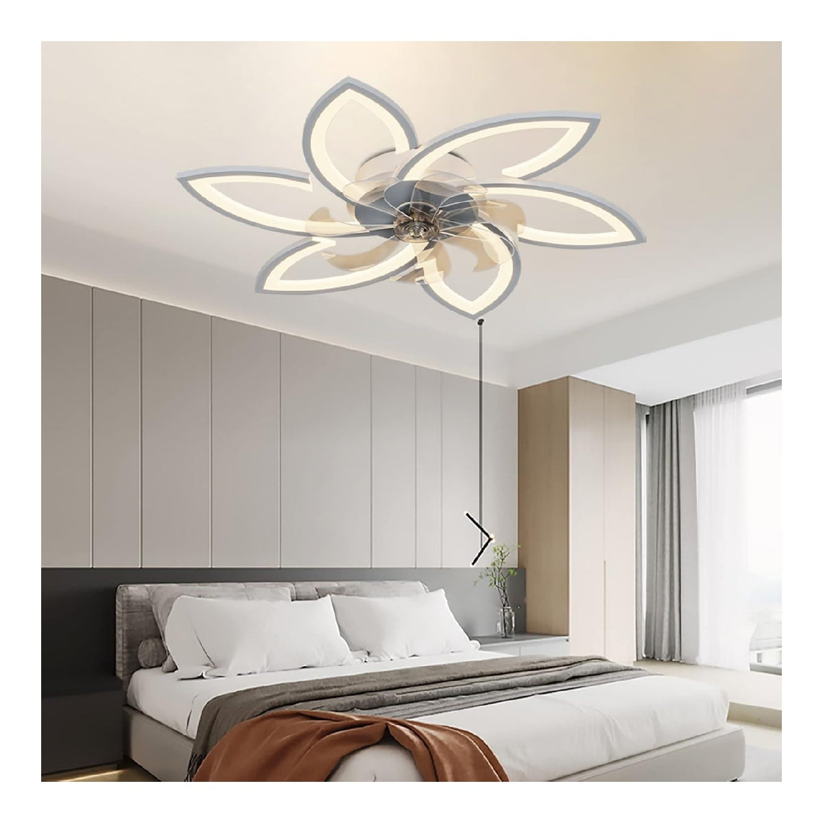 Ventilatore da soffitto con luce dimmerabile regolabile bianco regolabile 78 cm