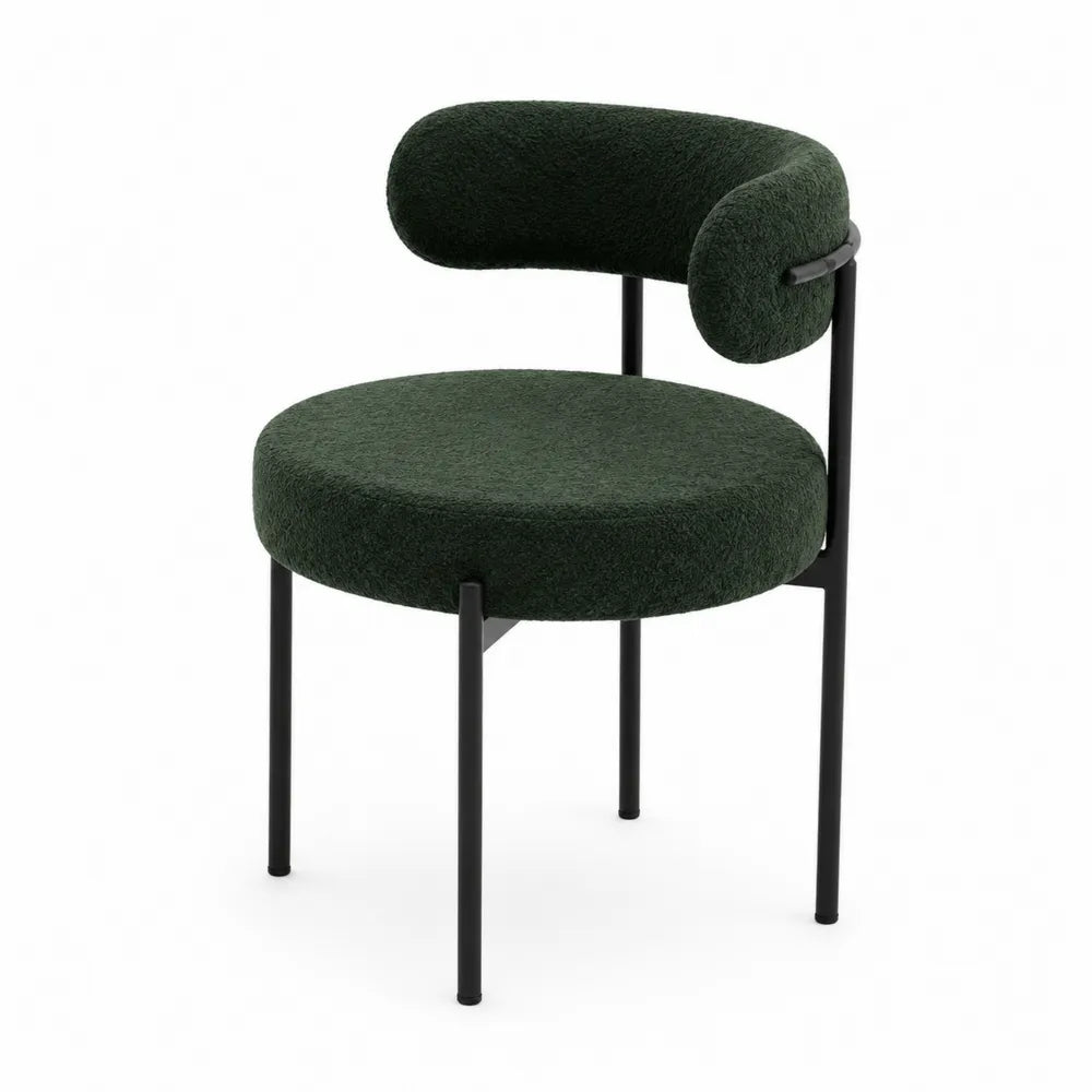 Sedia in Metallo e Tessuto Verde Scuro