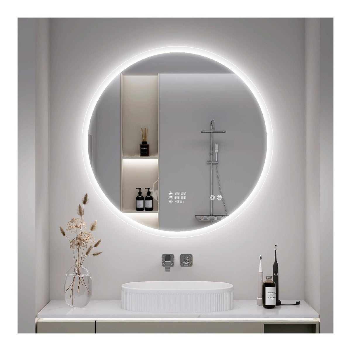 bagno Specchio bagno illuminazione, rotondo, dimmerabile regolabile oro