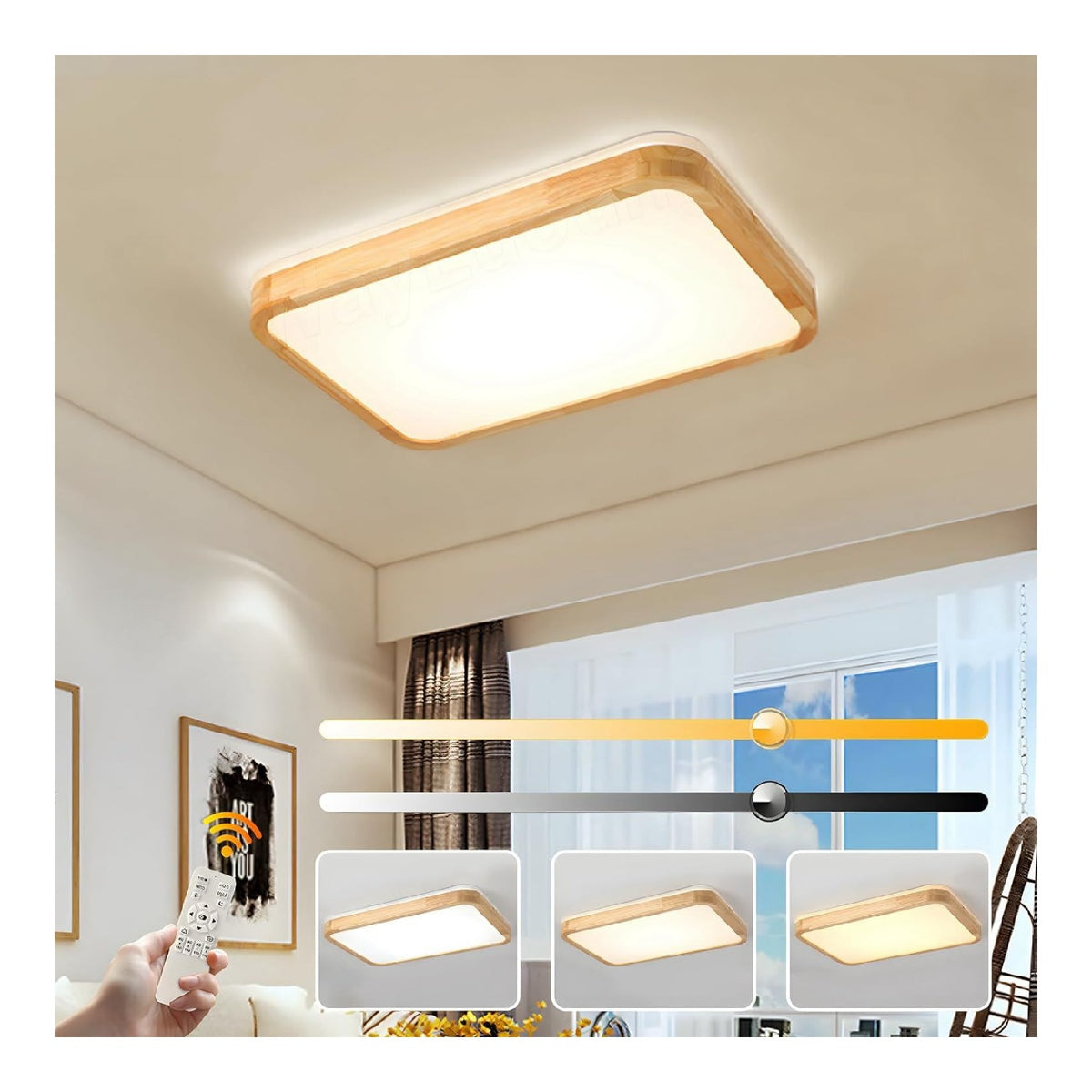 Plafoniera Plafoniera Legno Lampada Rettangolare Legno