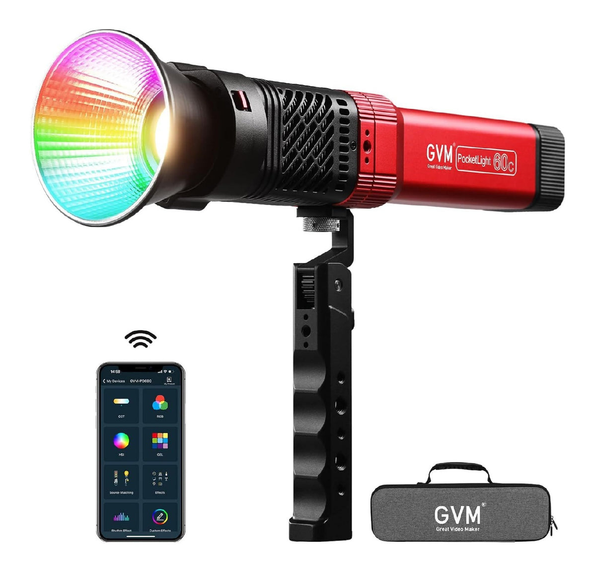Luce video LED regolabile in alluminio blu