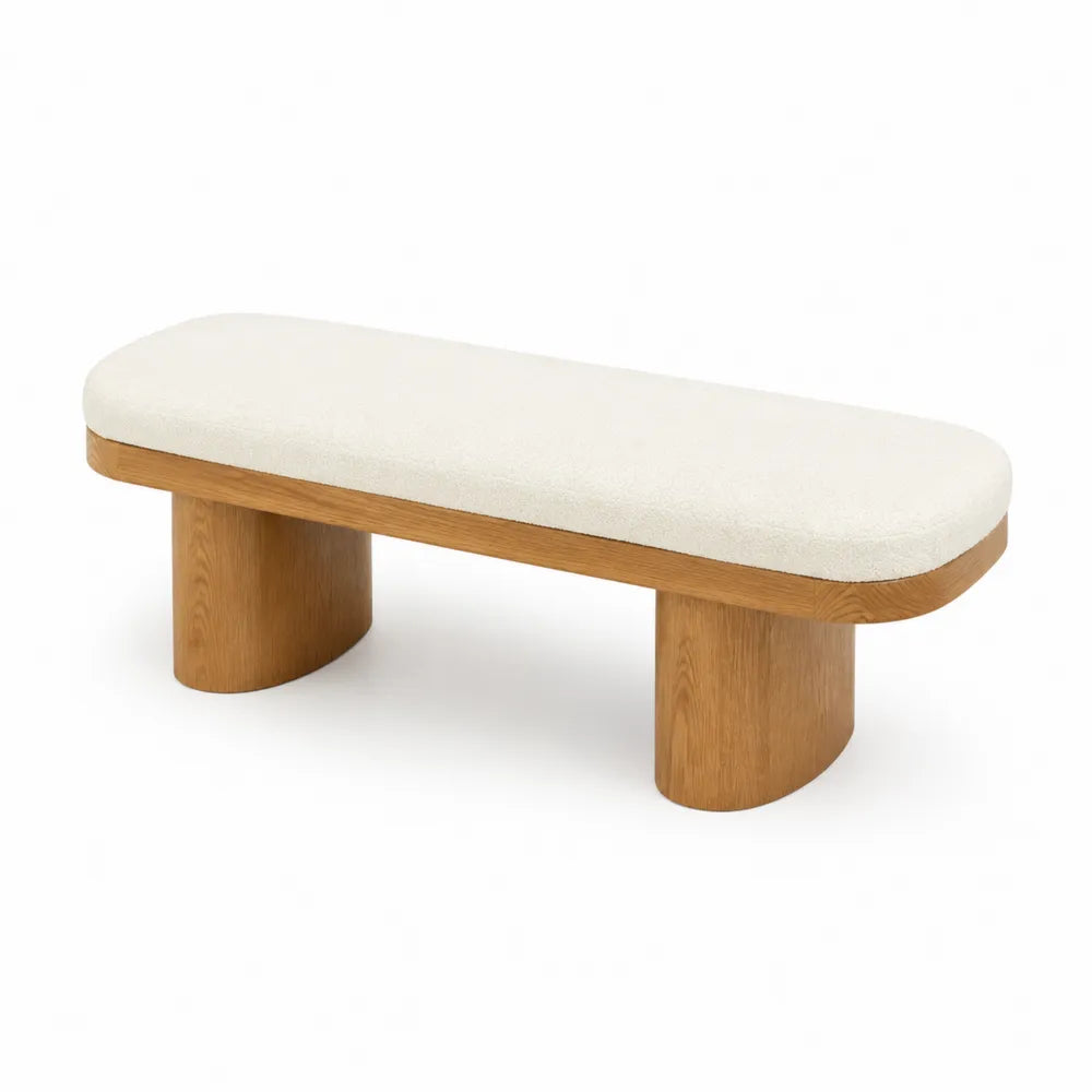 Panca in Legno e Tessuto Crema