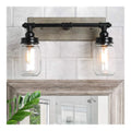 LALUZ Lampade bagno finto legno, dimmerabile con diffusore in vetro nero