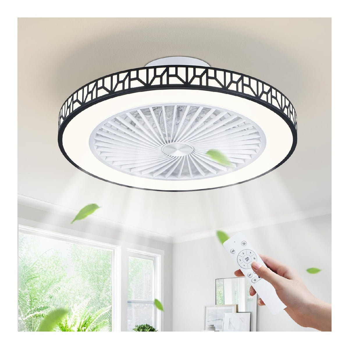 Ventilatore da soffitto con luce LED integrato nero